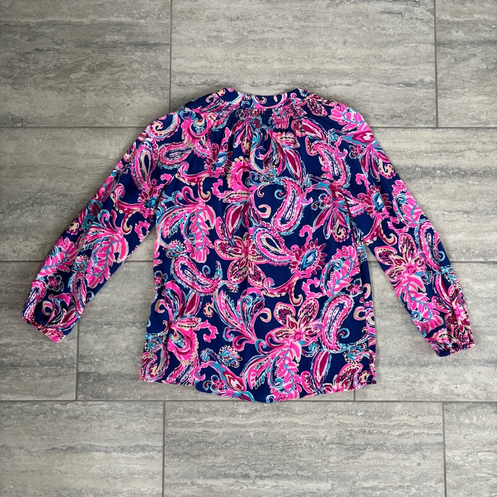Lilly Pulitzer‎ Pink and Blue Paisley Blouse silk - Picture 5 of 5